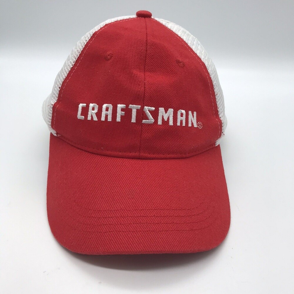 Craftsman Tools Red & White Trucker Ball Cap Mesh Back Snapback OSFM Dad Hat